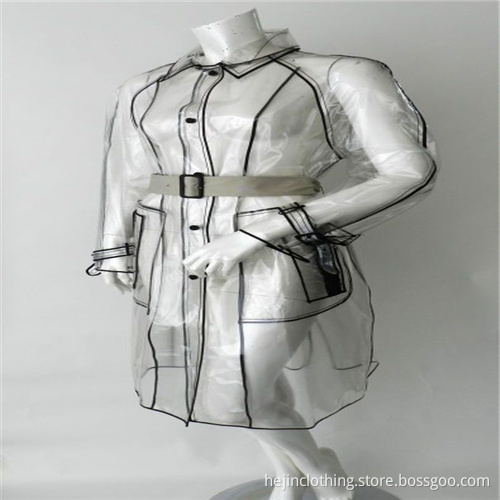 Translucent PVC adult rainwear with black line